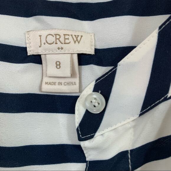 J Crew Factory Cream/Navy Striped Button Down Blouse - Picture 2 of 5